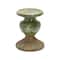 Hello Honey® Distressed Green 2-Tone Sculptural Terracotta Pillar Candle Holder